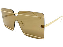 Oversized Modern Contemporary Shield Style SUNGLASSES Large Gold Frame 5293