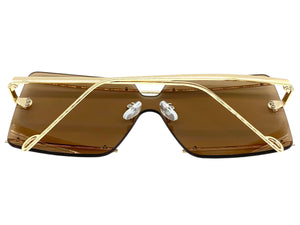 Oversized Modern Contemporary Shield Style SUNGLASSES Large Gold Frame 5293