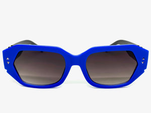 Classic Vintage Retro Style SUNGLASSES Blue & Black Frame 80538