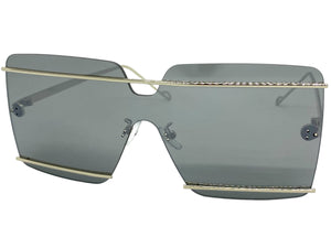 Oversized Modern Contemporary Shield Style SUNGLASSES Large Silver Frame 5293