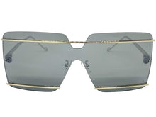 Oversized Modern Contemporary Shield Style SUNGLASSES Large Silver Frame 5293