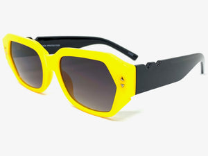 Classic Vintage Retro Style SUNGLASSES Yellow & Black Frame 80538