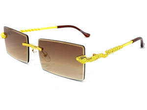 Classy Elegant Luxury Modern Designer Style SUNGLASSES Gold Rimless Frame E0966