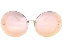 Oversized Exaggerated Classic Vintage Retro Style SUNGLASSES Round Pink Lens 7163