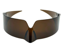 Space Futuristic Robotic Cyclops Modern Contemporary Costume Party Raver Bat SUNGLASSES Sleek Brown Frame - Brown Lens P0202