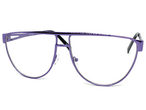 Classic Vintage Retro Style Clear Lens EYEGLASSES Chrome Purple Frame 163889