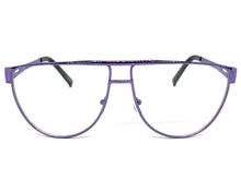 Classic Vintage Retro Style Clear Lens EYEGLASSES Chrome Purple Frame 163889