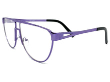 Classic Vintage Retro Style Clear Lens EYEGLASSES Chrome Purple Frame 163889