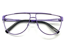 Classic Vintage Retro Style Clear Lens EYEGLASSES Chrome Purple Frame 163889