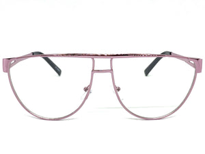 Classic Vintage Retro Style Clear Lens EYEGLASSES Chrome Pihk Frame 163889