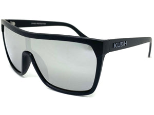 Oversized Modern Retro Shield Style KUSH SUNGLASSES Large Matte Black Frame 6211