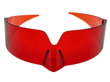 Space Futuristic Robotic Cyclops Modern Contemporary Costume Party Raver Punk SUNGLASSES Sleek Red Frame - Brown Lens P0202 (Copy)