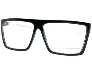 Classy Modern Contemporary Style Clear Lens EYEGLASSES Sleek Black & White Frame 540753