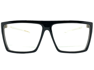 Classy Modern Contemporary Style Clear Lens EYEGLASSES Sleek Black & White Frame 540753