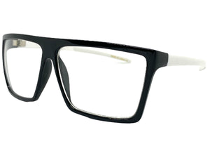 Classy Modern Contemporary Style Clear Lens EYEGLASSES Sleek Black & White Frame 540753