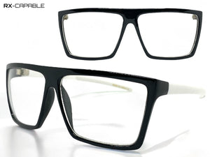 Classy Modern Contemporary Style Clear Lens EYEGLASSES Sleek Black & White Frame 540753