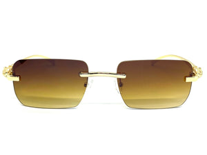 Classy Elegant Sophisticated Luxury Fashion SUNGLASSES Rimless Gold Frame E0922