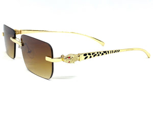 Classy Elegant Sophisticated Luxury Fashion SUNGLASSES Rimless Gold Frame E0922