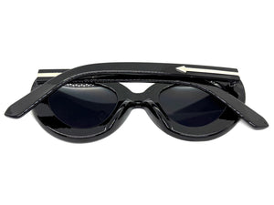 Exaggerated Classic Vintage Retro Cat Eye Style SUNGLASSES Funky Black & Silver Frame 1650