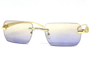 Classy Elegant Sophisticated Luxury Fashion SUNGLASSES Rimless Gold Frame E0922