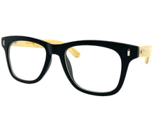 Classic Vintage Retro Style Clear Lens EYEGLASSES Black & Wooden Frame 540845