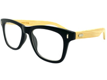 Classic Vintage Retro Style Clear Lens EYEGLASSES Black & Wooden Frame 540845