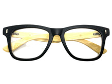 Classic Vintage Retro Style Clear Lens EYEGLASSES Black & Wooden Frame 540845