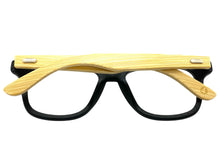 Classic Vintage Retro Style Clear Lens EYEGLASSES Black & Wooden Frame 540845