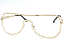 Classy Elegant Modern Retro Shield Style Clear Lens EYEGLASSES Gold Frame 7483