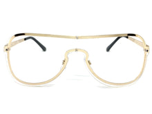 Classy Elegant Modern Retro Shield Style Clear Lens EYEGLASSES Gold Frame 7483