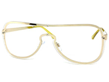 Classy Elegant Modern Retro Shield Style Clear Lens EYEGLASSES Gold Frame 7483