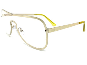 Classy Elegant Modern Retro Shield Style Clear Lens EYEGLASSES Gold Frame 7483