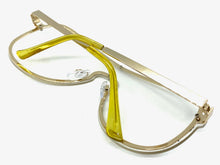 Classy Elegant Modern Retro Shield Style Clear Lens EYEGLASSES Gold Frame 7483