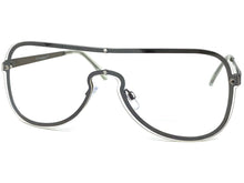 Classy Elegant Modern Retro Shield Style Clear Lens EYEGLASSES Gunmetal Frame 7483