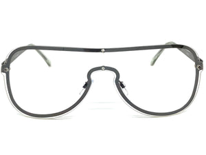 Classy Elegant Modern Retro Shield Style Clear Lens EYEGLASSES Gunmetal Frame 7483