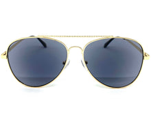 Classic Vintage Retro Aviator Style READING SUNGLASSES READERS Gold Frame Lens Strength +2.00