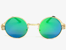 Classic Vintage Retro Style SUNGLASSES Round Gold Frame - Green Lens 2341