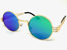 Classic Vintage Retro Style SUNGLASSES Round Gold Frame - Green Lens 2341