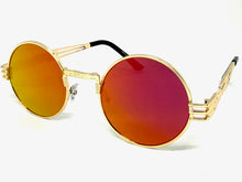 Classic Vintage Retro Style SUNGLASSES Round Gold Frame - Reddish Gold Lens 2341