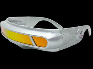 Space Futuristic Robotic Cyclops Shield Costume Party SUNGLASSES Silver Frame ST110