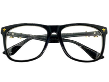 Classic Vintage Retro Style Clear Lens EYEGLASSES Black Frame Gold Cross 1368