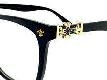 Classic Vintage Retro Style Clear Lens EYEGLASSES Black Frame Gold Cross 1368