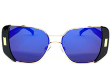 Classic Vintage Retro Style SUNGLASSES Square Black & Gold Frame 4438