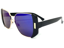 Classic Vintage Retro Style SUNGLASSES Square Black & Gold Frame 4438