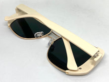 Classic Vintage Retro Style SUNGLASSES Square Cream & Gold Frame 4438