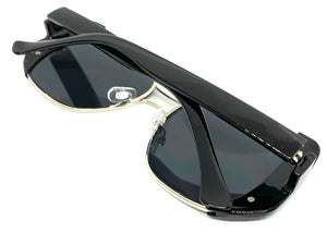 Classic Vintage Retro Style SUNGLASSES Square Black & Silver Frame 4438