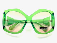 Oversized Vintage Retro Style SUNGLASSES Huge Green Frame 9862