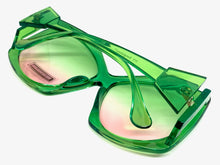 Oversized Vintage Retro Style SUNGLASSES Huge Green Frame 9862