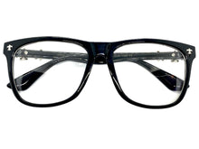 Classic Vintage Retro Style Clear Lens EYEGLASSES Black Frame Silver Cross 1368