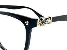 Classic Vintage Retro Style Clear Lens EYEGLASSES Black Frame Silver Cross 1368